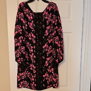 Milly Black and Pink Patterned Dress